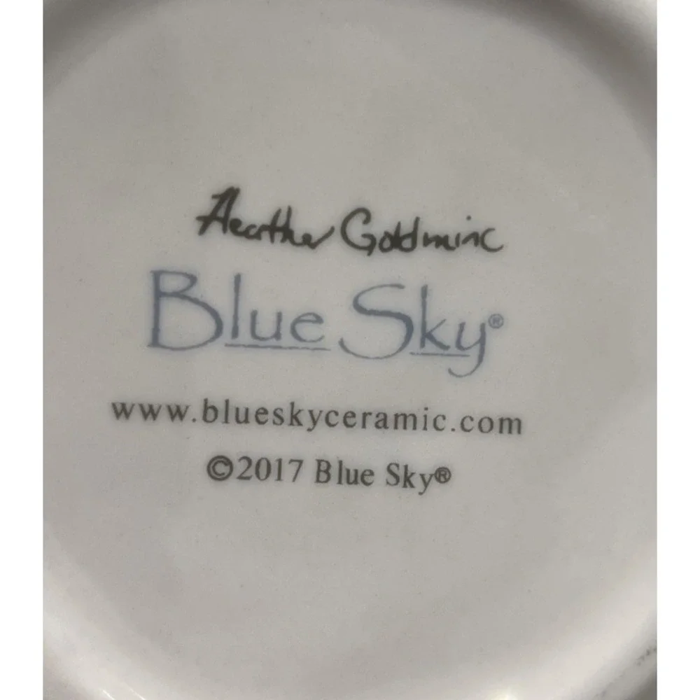NEW-heather goldminc blue sky ceramic ring/pin tray/dish stag/rein deer/hart